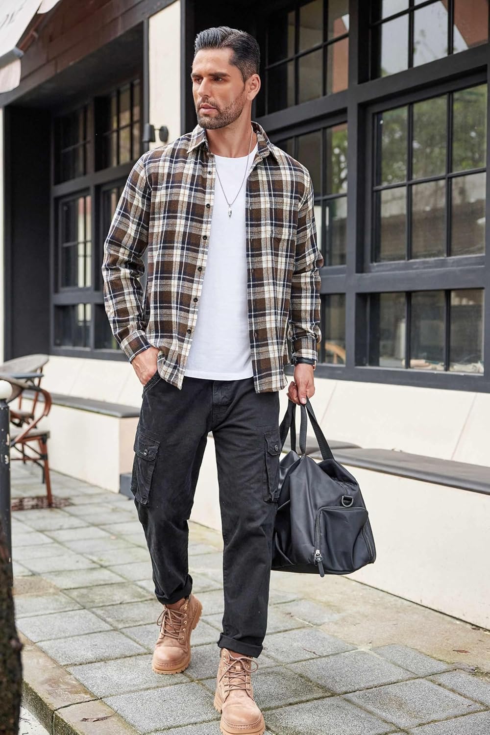 COOFANDY Mens Flannel Shirts Long Sleeve Button Down Shirt with Pocket Casual Shirts Work Shirts for Men - Image 3