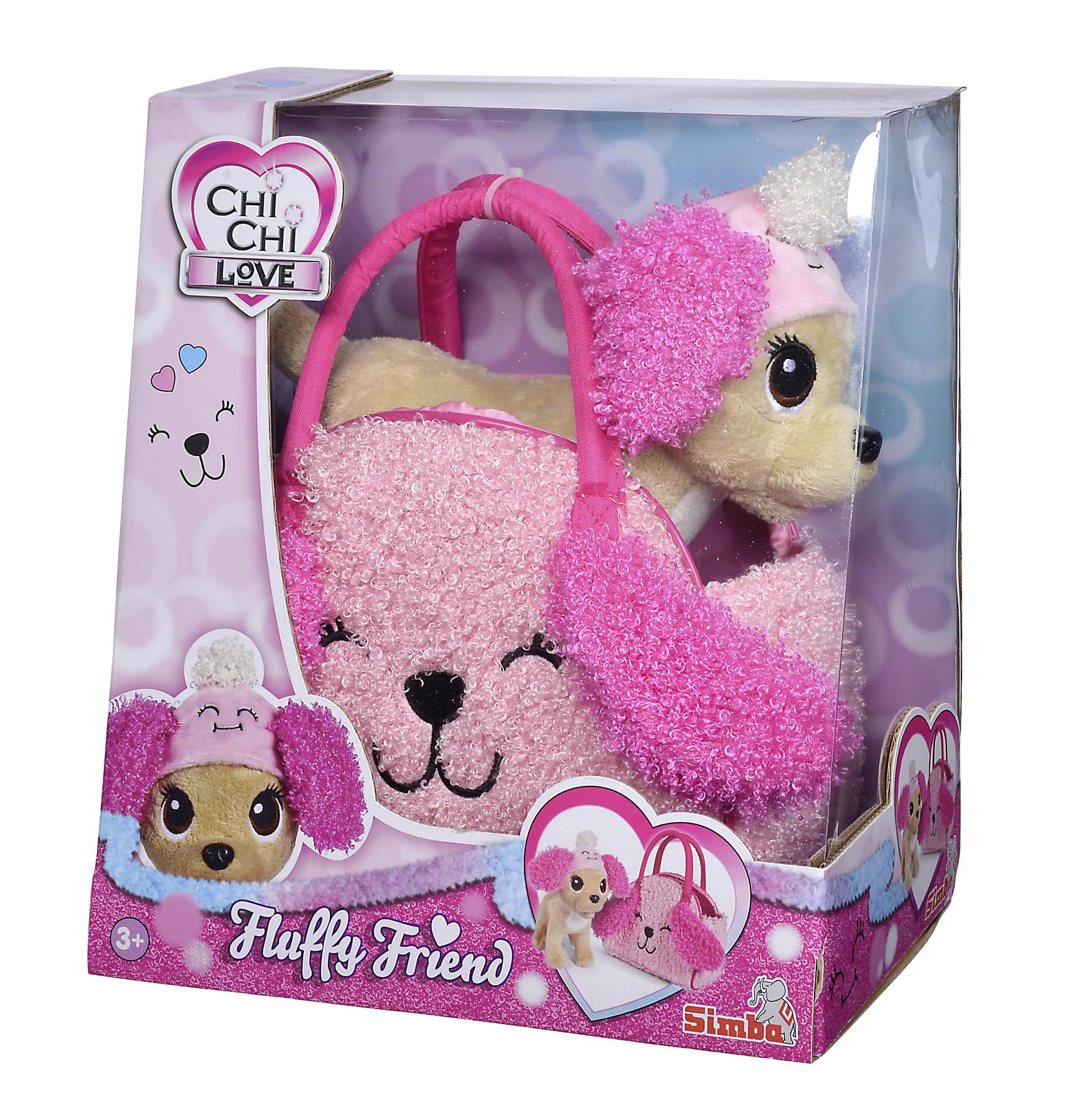 Simba - Chi Chi Love Fluffy Friend, 105893510C21, +3 anni, borsetta e cuffietta rosa coordinate