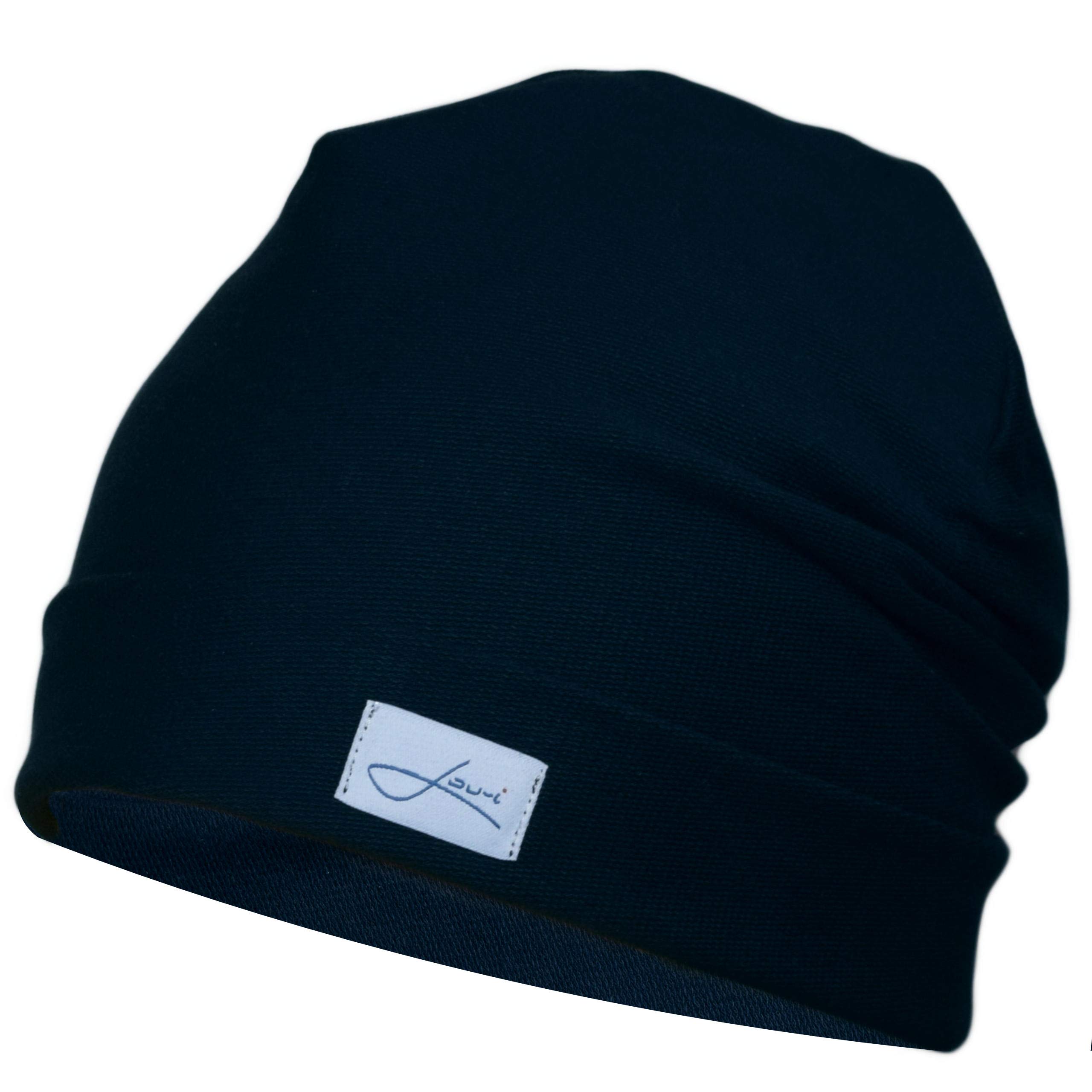 Lou-i Czapka damska i męska, bawełna ekologiczna, czapka beanie, wyprodukowano w Niemczech, niebieski, 61-62