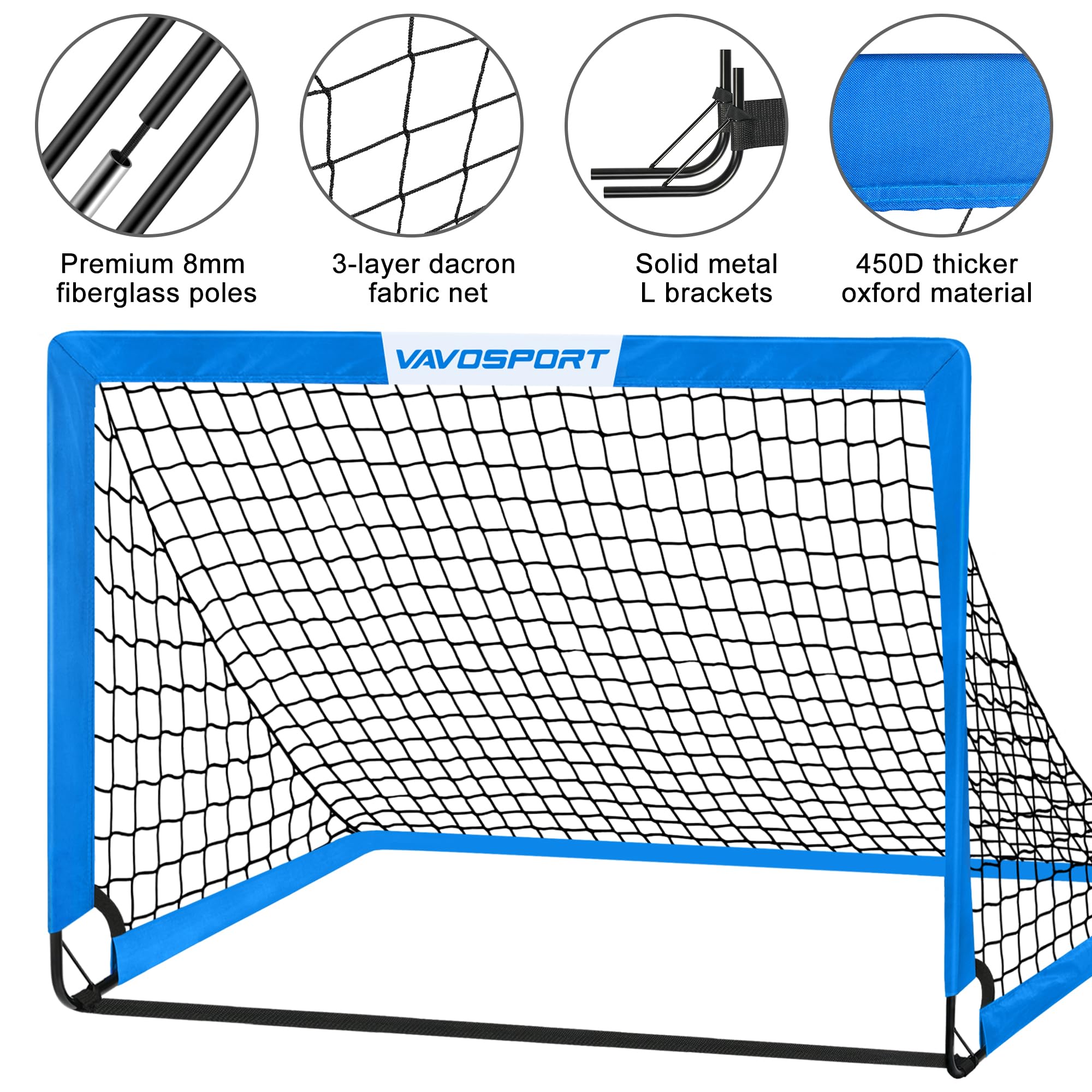 Soccer Goals for Backyard Set - 2 of 5' x 3.6' Portable Soccer Goal Training Equipment, Pop Up Soccer Net with Soccer Ball, Soccer Set for Games, Sports view 3
