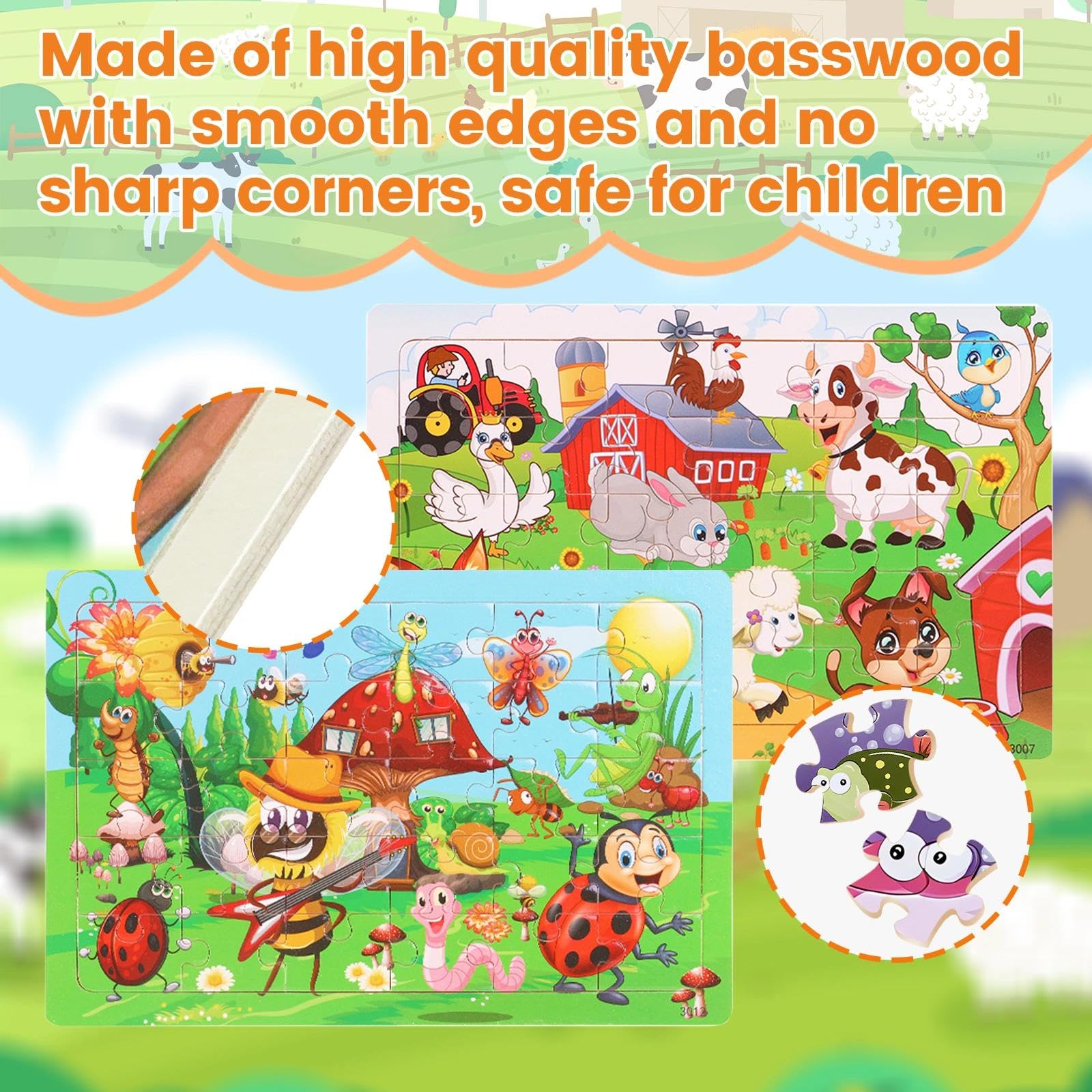 Puzzle Bambini 3 Anni 5 X 24 Pezzi, Puzzle in Legno Animali a Partire, Gioco Educativo Prescolare, Giochi Educativi, Giocattoli Regalo per Bambini da 3 a 8 Anni Ragazzi e Ragazze