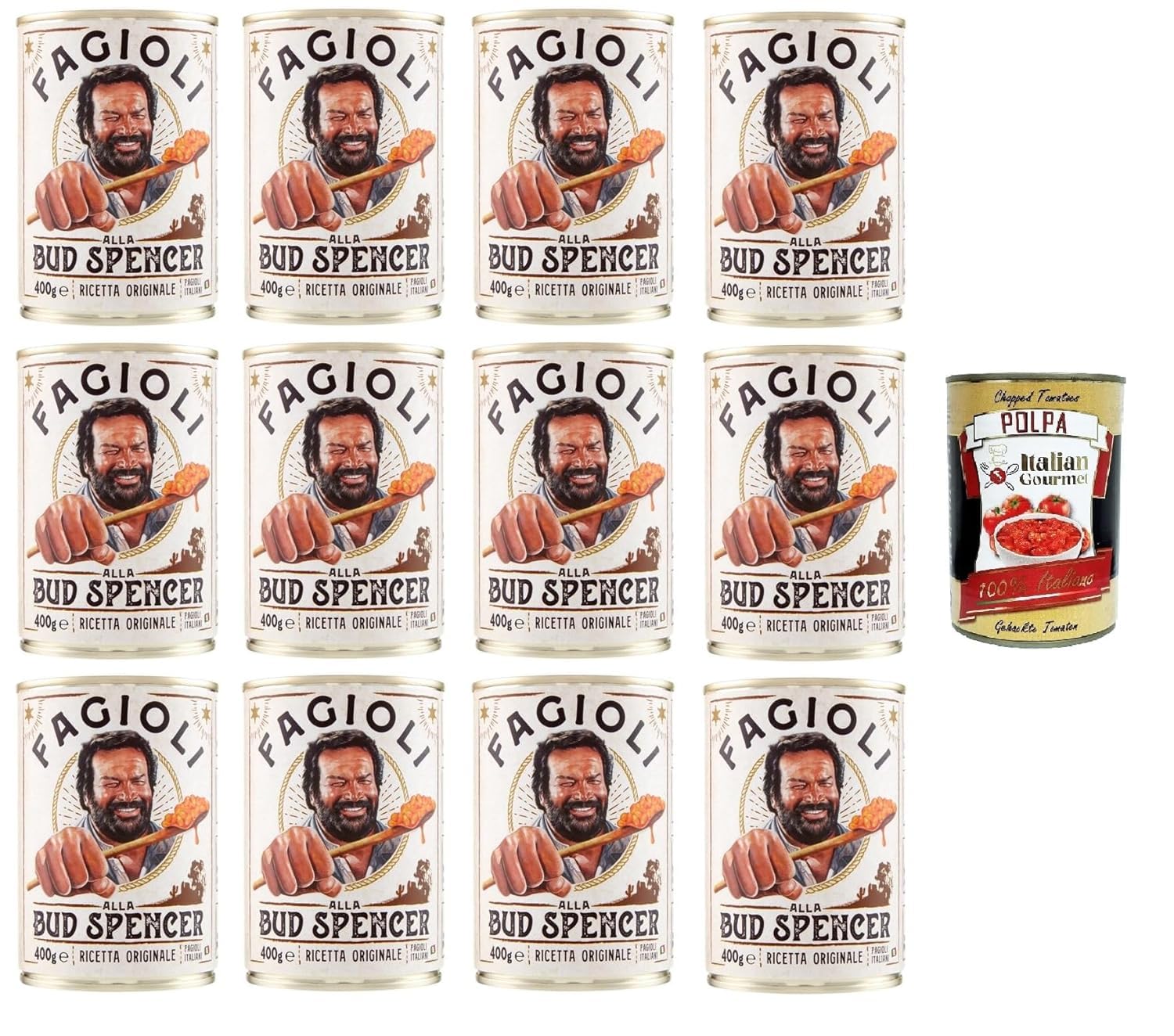 Bud Power - Bud-Spencer-Bohnen fermentado para probar 12 x 400 gr + Italian Gourmet polpa 400g