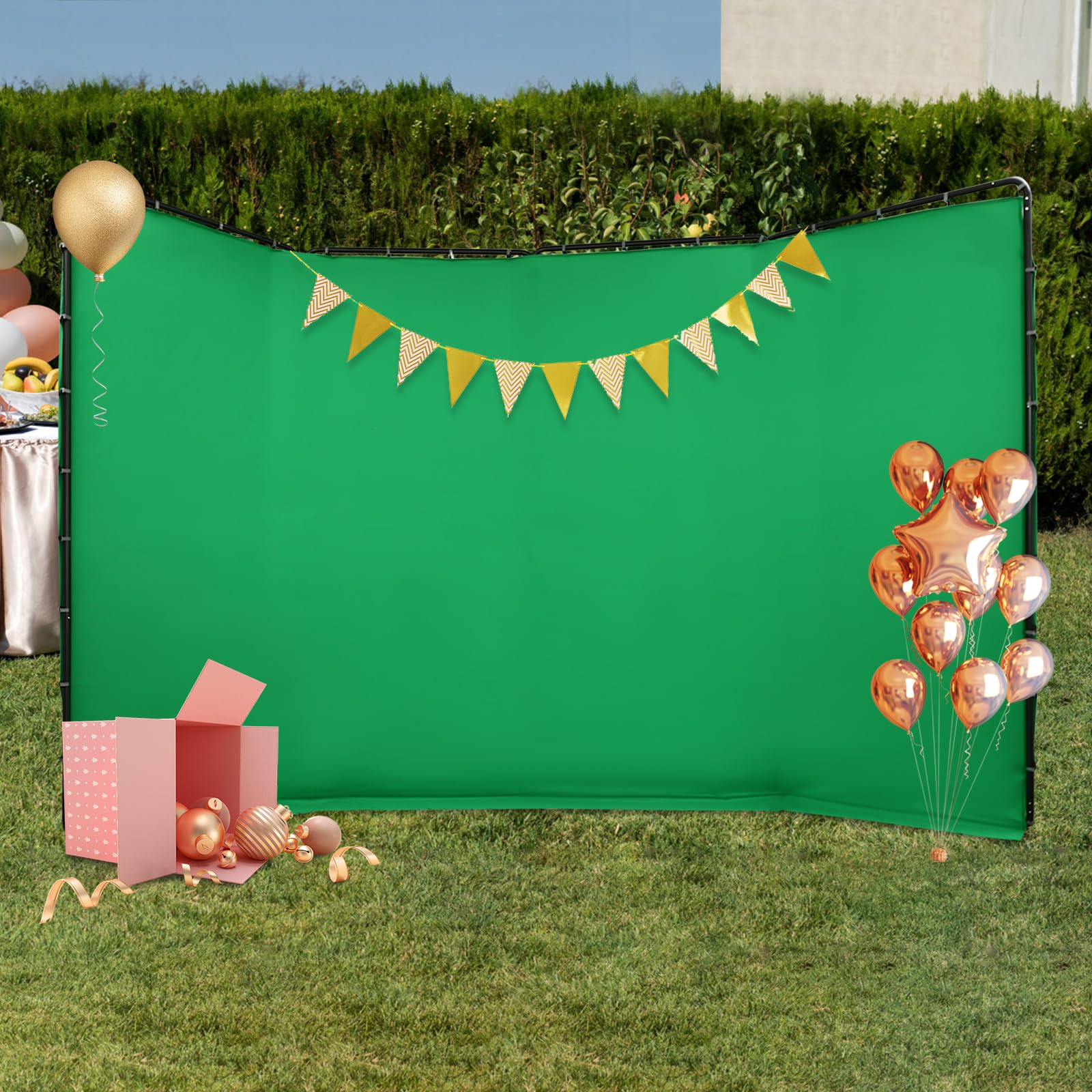 Kit Support de Toile de Fond à Quatre Écrans de 2,4 m avec Écran Vert pour Studio Photo - Métal - Noir et Vert - Inclut Support, Chiffon Vert et Sac de Transport