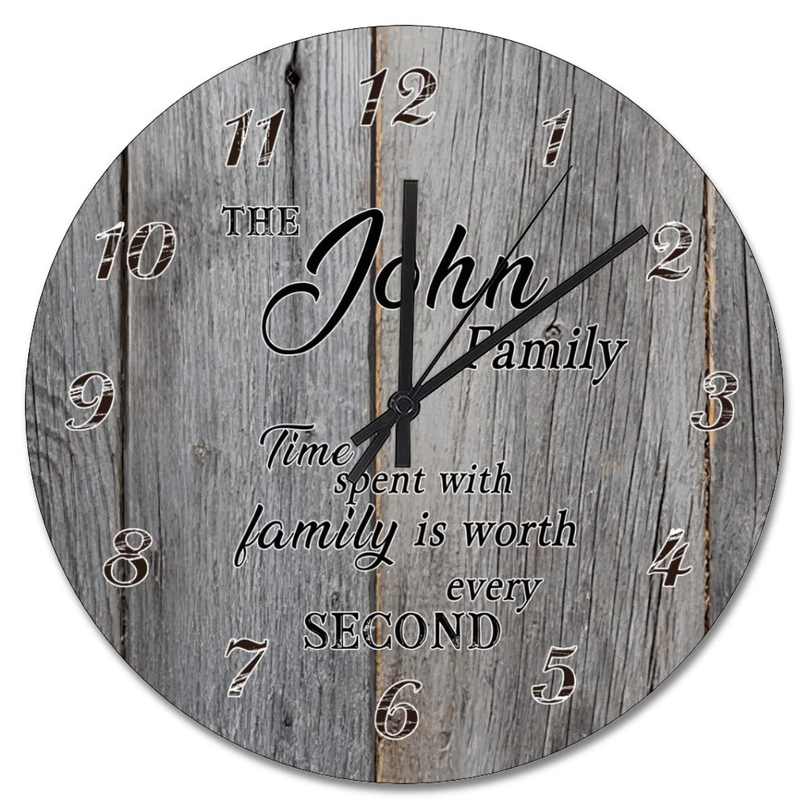 Horloge murale en bois de pin 38 cm grande pendule vintage à pile