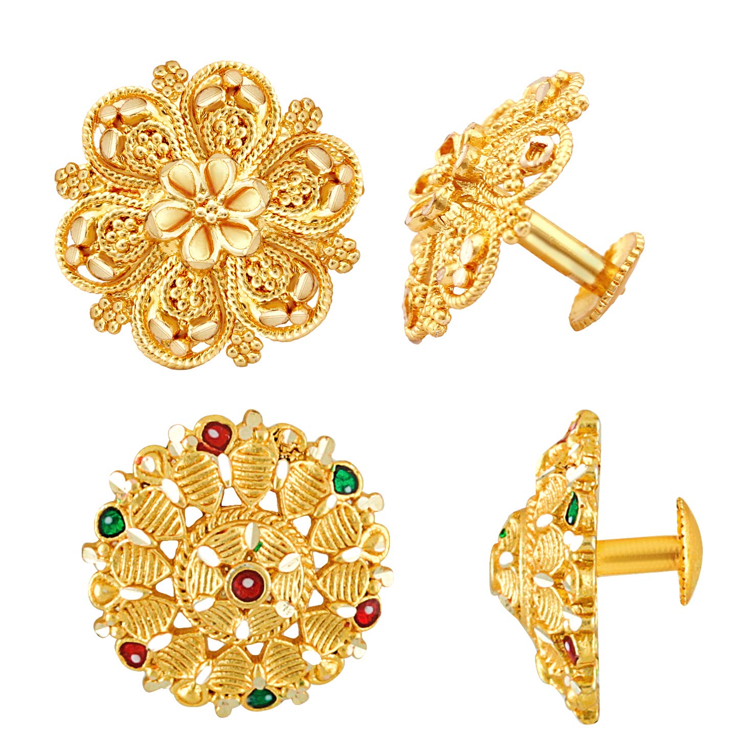 MEENAZ Earrings For Women girls Combo Set Pack Traditional Temple 1 One Gram Gold 18k Copper Brass Ruby Meenakari South Indian Screw Back Studs Tops Stud Fashion Stylish Hoop Bali Ear rings combo-M16 (B08P8JN8TK) Amazon Price History, Amazon Price Tracker