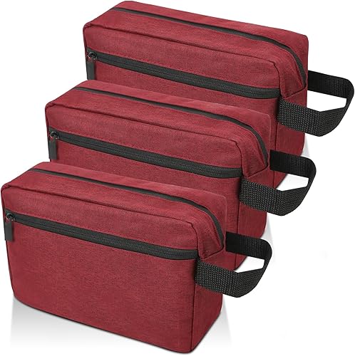 Bolsa de aseo para hombre resistente al agua, 3 piezas, accesorios de aseo personal, pequeño kit de Dopp para colgar, bolsa de lona para artículos