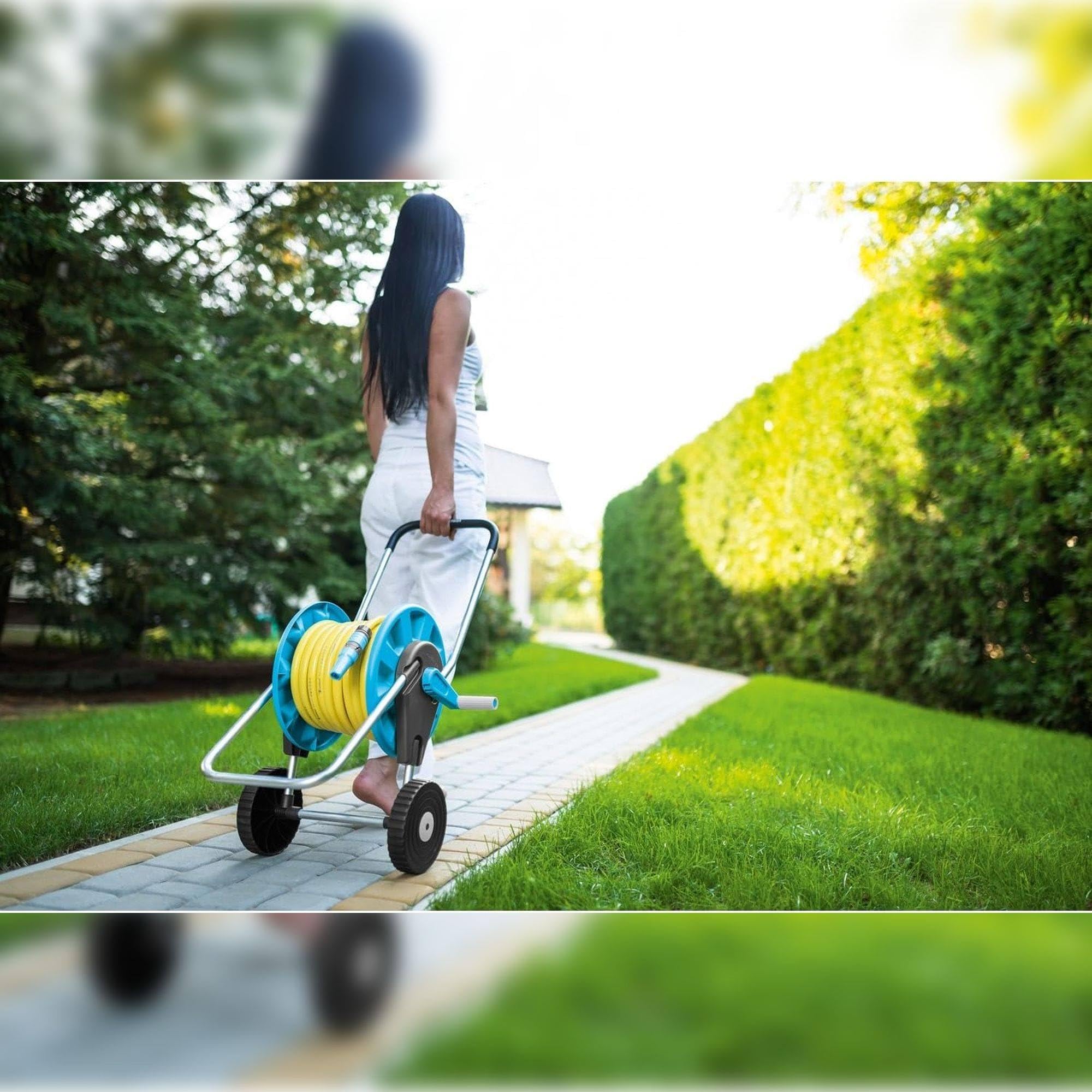 CELLFAST Carrello Per Tubi Da Giardino Avvolgitubo Con 2 Ruote Resistente Alla Corrosione Prevenzione Di Pieghe Del Tubo 1/2" Fino A 60 m Aluplus