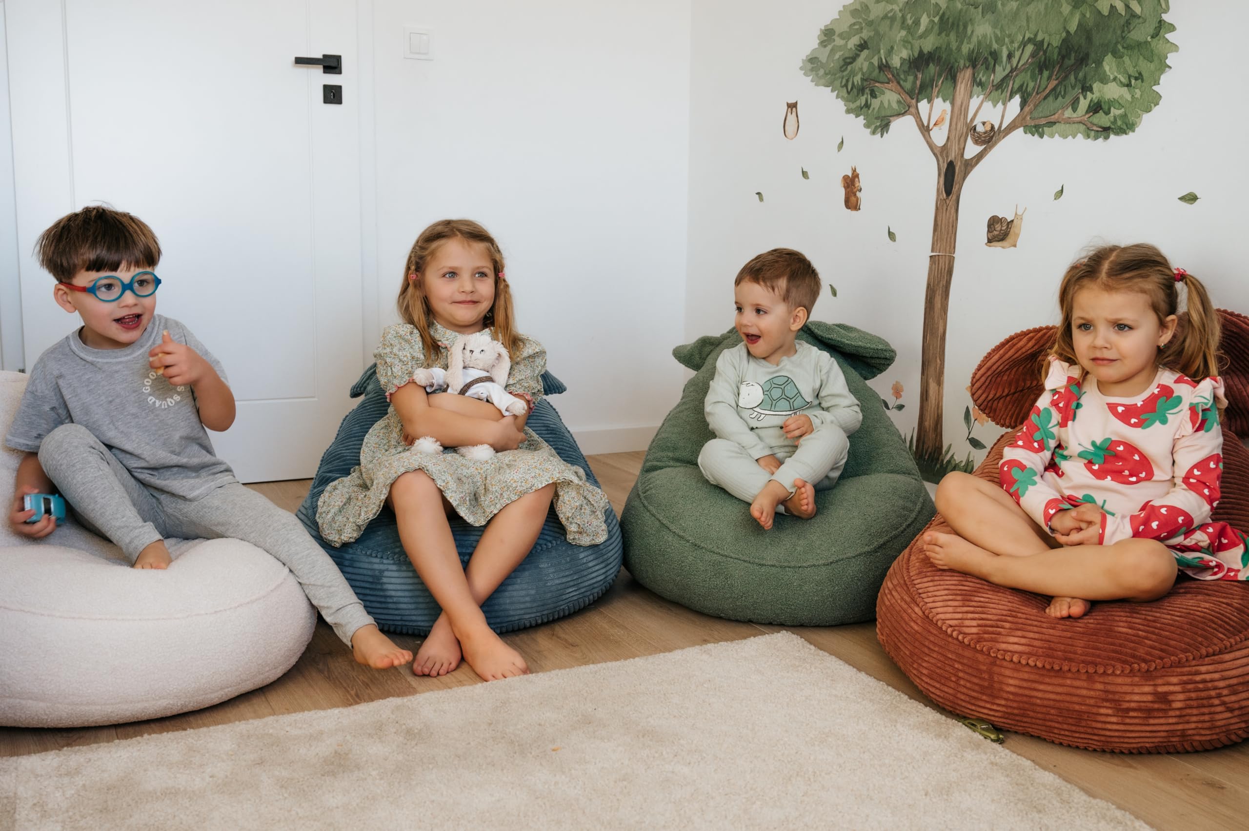 Gutekissen® Pouf pour Enfants « Sweet » avec Oreilles - Lincoln, Coussin Montessori pour Chambre d’Enfant (Marron, 68/59/55 avec Oreilles)