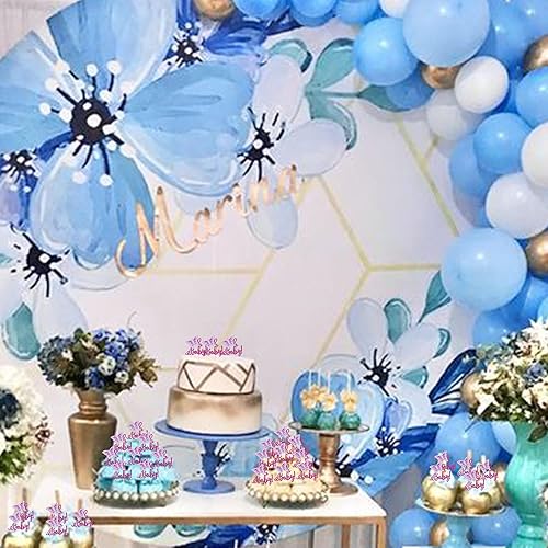 Miniatura 4 de Rsstarxi 24 adornos de mariposa para cupcakes, púas 3D con purpurina morada para baby shower, revelación de género, decoraciones de fiesta de