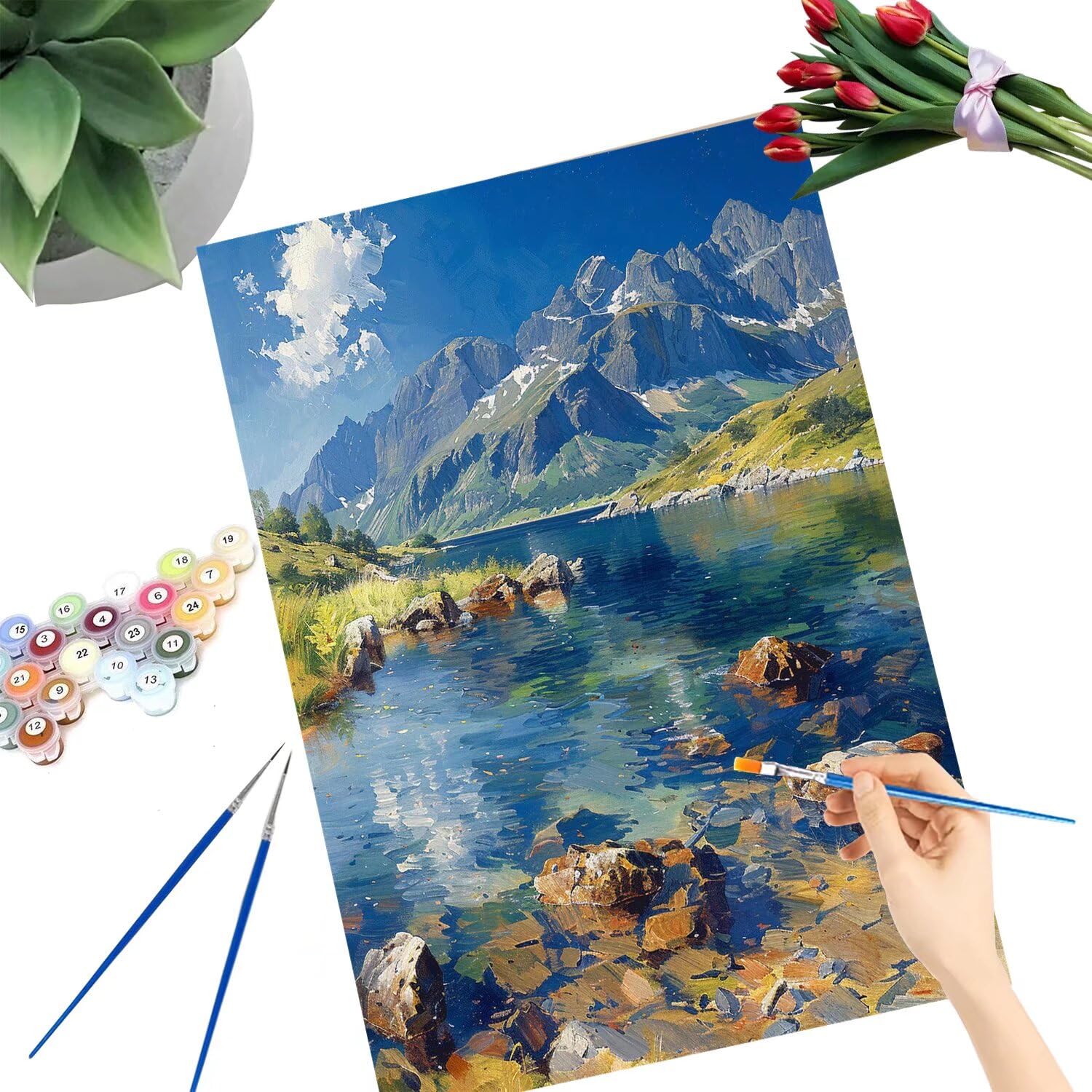 Pintar por Numeros Adultos pintar por numeros niños manualidades niños 10 años, DIY Pintar por Números de Pincel y Pintura acrílica Decoraciones para el Hogar Manualidades, sin Marco 60x80cm C-72