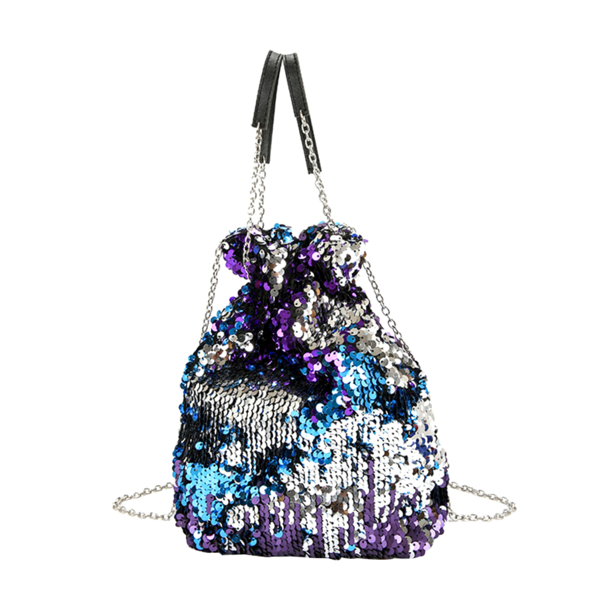 Bolso azul de lentejuelas para mujer 19x10x26 cm miniatura 7