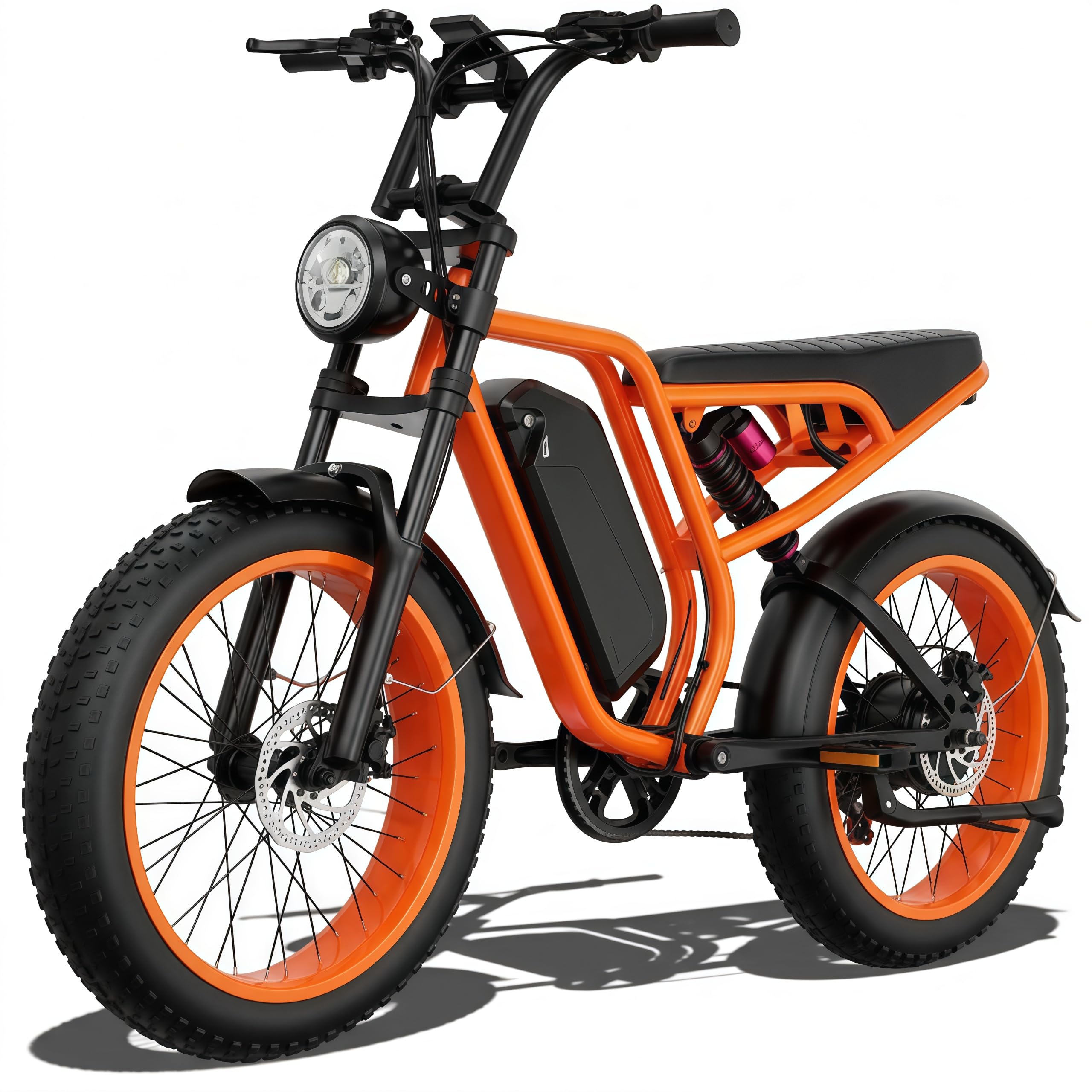 DEEPOWER Rower elektryczny dla dorosłych, 52 V 20 Ah, wymienny akumulator, długi zasięg 60-110 km, Ebike z oponami o grubości 20 cali, do wszystkich terenów, 7 biegów, zawieszenie hydrauliczne