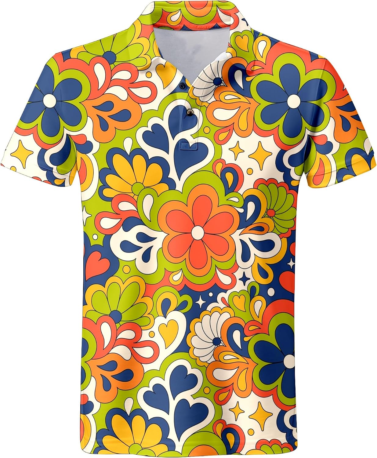 Mens 70s Golf Shirts, Funny 70s Shirts for Men, Short Sleeve, Medium, Typical 70's Colors