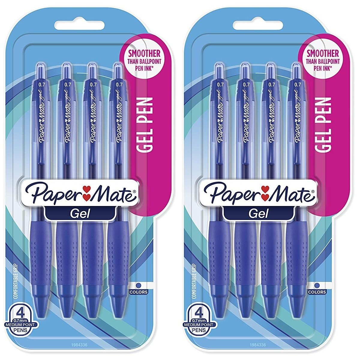 Paper Mate (TM) Retractable Gel Pens, Medium Point 0.7 mm, Blue Barrel, Blue Ink, Pack Of 8