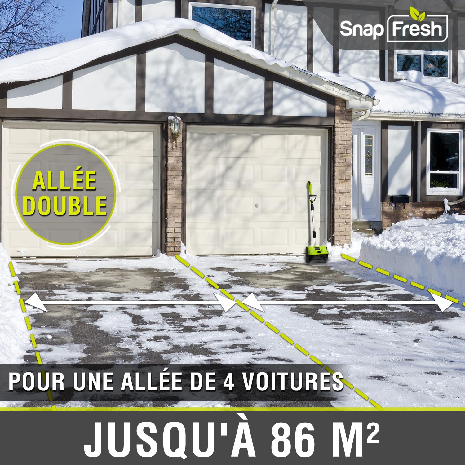 SnapFresh Fraise à Neige sans Fil 30,5 cm 20V 4,0 Ah avec Chargeur Rapide