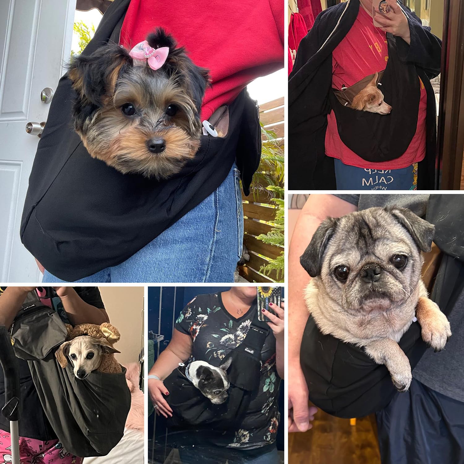 SlowTon Transportín Bandolera para Perros - Correa de Hombro Acolchada Gruesa Ajustable, Transportines para Perros Pequeños, Bolso Transportador para Cachorros y Mascotas Gatos con Bolsillo Frontal