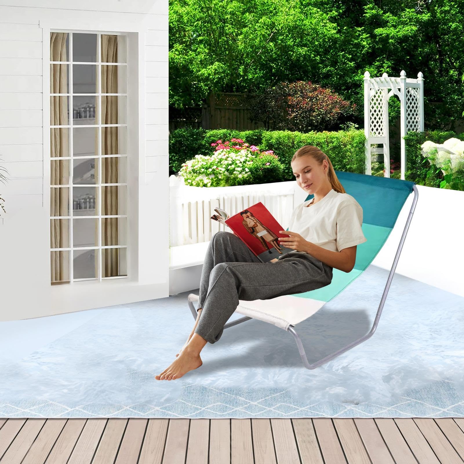 Silla de camping plegable,Silla de camping reclinable | Sillón de playa | para acampar, plegable, ultraligero, portátil, para exteriores - Tumbona de jardín para playa exterior, tomar el sol, patio,