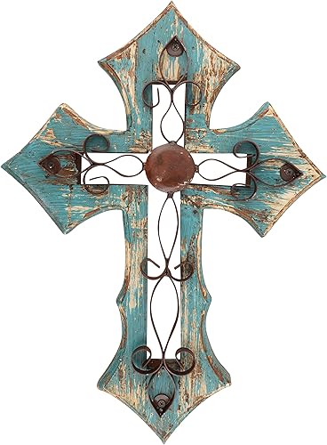 Mexican Imports Cruz de pared Laredo Turquesa-14x19 in