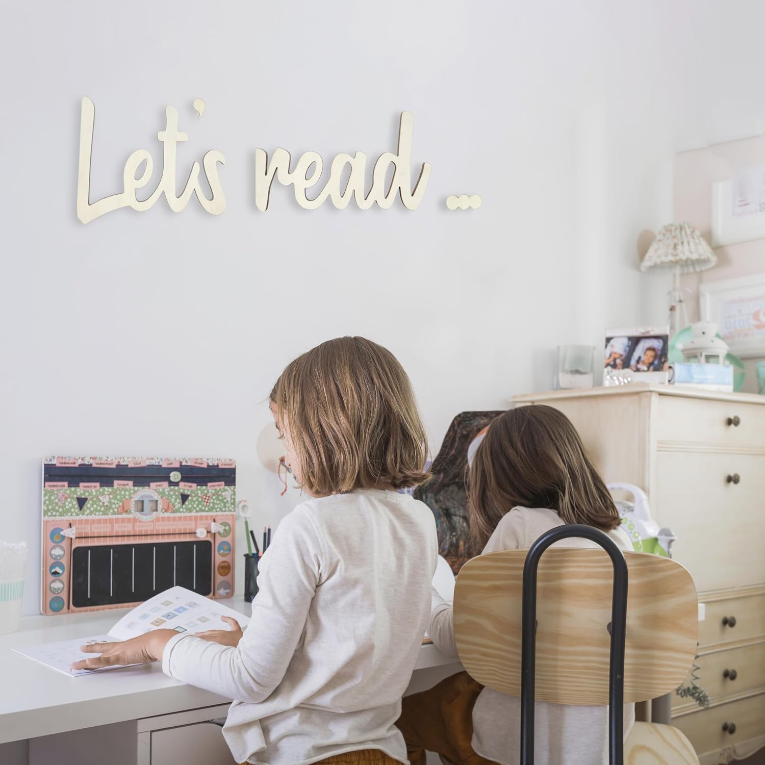 Read Sign Reading Corner Decor, Reading Nook Decor for Kids Classroom Nursery, Wooden Let's Read Letters Wall Art for Home Library Decor, Library Sign Kids Room Decor, Once Upon a Time Gift