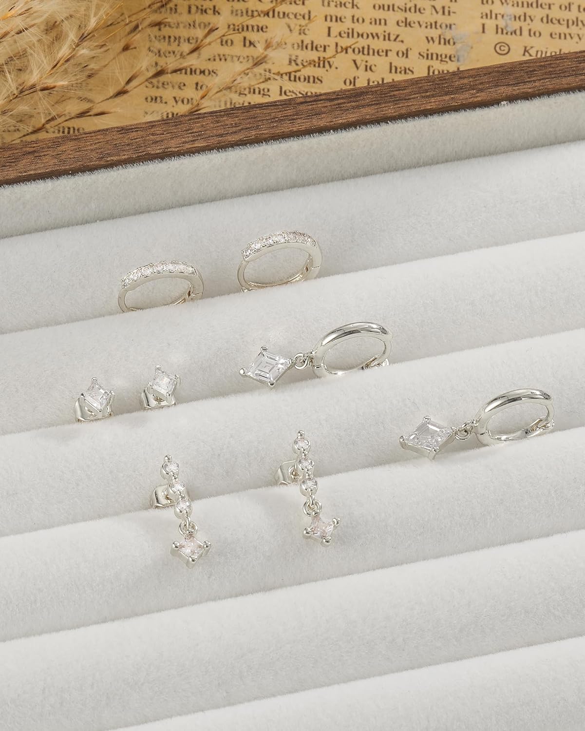 Gold Silver Earrings for Women Trendy 14K Gold Plated Dangle Hypoallergenic Cartilage Earrings Small 925 Sterling Silver Post Dainty Hoop Drop Pearl Earring Stacks Set Huggie Chain Earrings Jewelry - Image 8