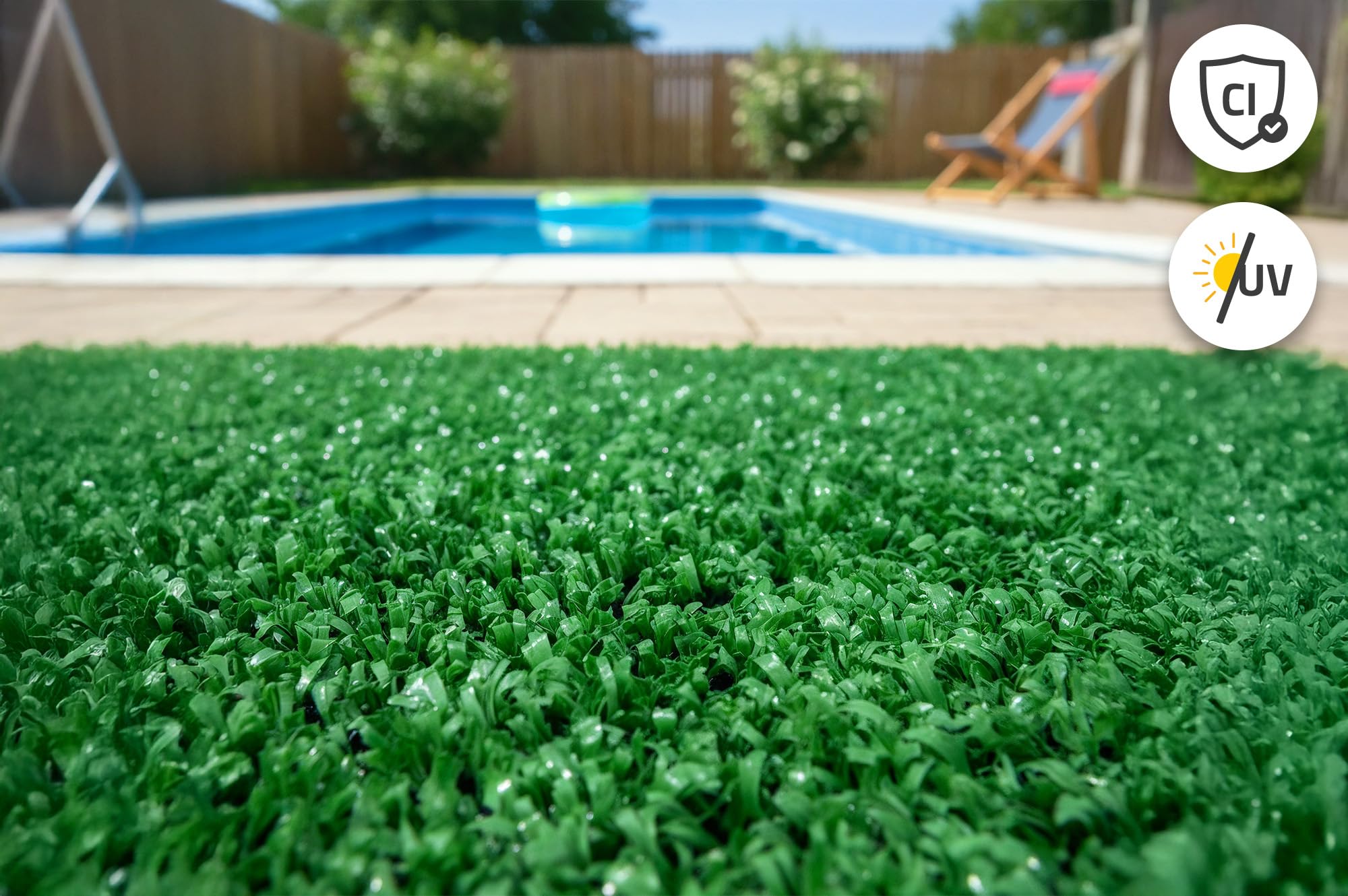 Casanoov Gazon Synthétique Orso 1x8m Hauteur Brins 7mm - Gazon Artificiel Extérieur en Rouleau - Faux Gazon Résistant UV Chlore - Idéal Balcon Terrasse Jardin Piscine