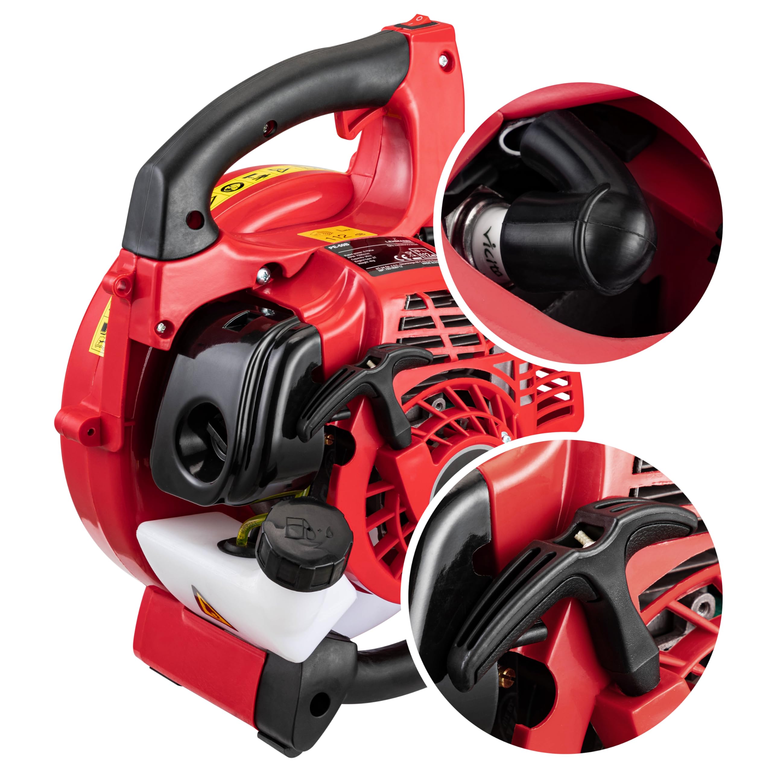 LEHMANN Soffiatore a Scoppio 4in1, Soffiatore a Benzina con Funzione Triturazione, Velocità del Soffio fino 350km/h, 26cc, 2 Tempi, Tracolla & Sacco di Raccolta da 50L, 2 Tubi e 0,5L Olio Miscela