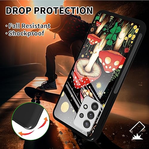 Miniatura 5 de Funda para Galaxy A32 5G con protector de pantalla + diseño de tema nocturno de hongos con función atril, funda para teléfono para Samsung Galaxy