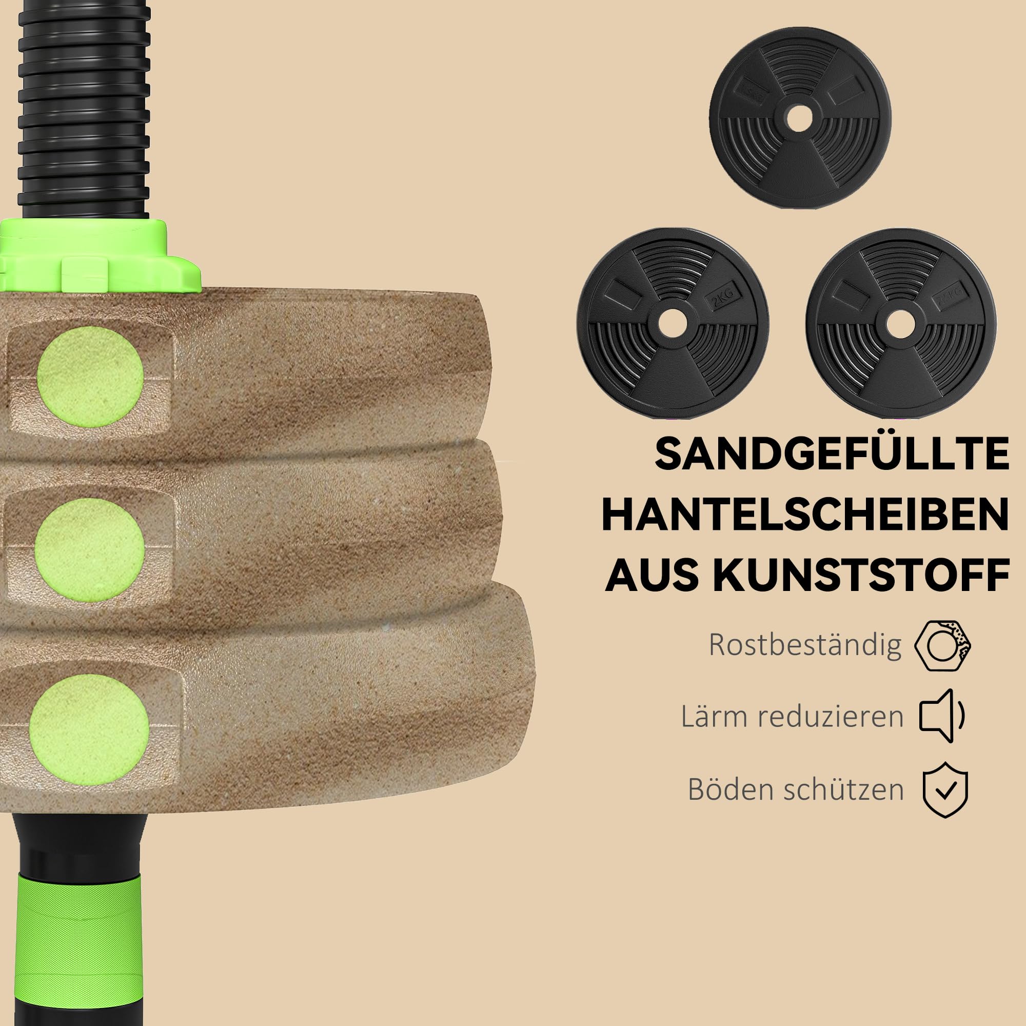 SPORTNOW Zestaw krótkich hantli 3 w 1, 20/25/30 kg, zestaw krótkich hantli z rurą łączącą, zestaw krótkich hantli do treningu siłowego w domu, na siłownię