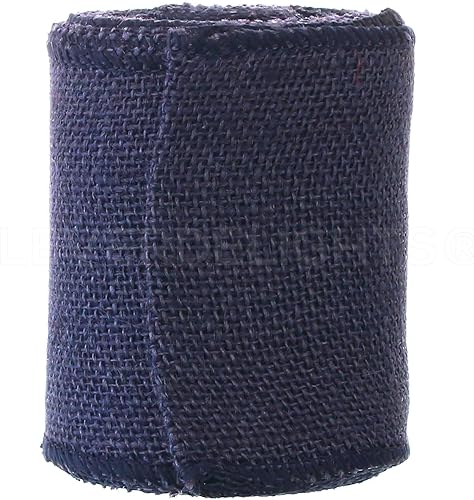 Miniatura 3 de CleverDelights Cinta de arpillera azul marino de 4 pulgadas, bordes con alambre, 10 yardas, tela de arpillera de yute