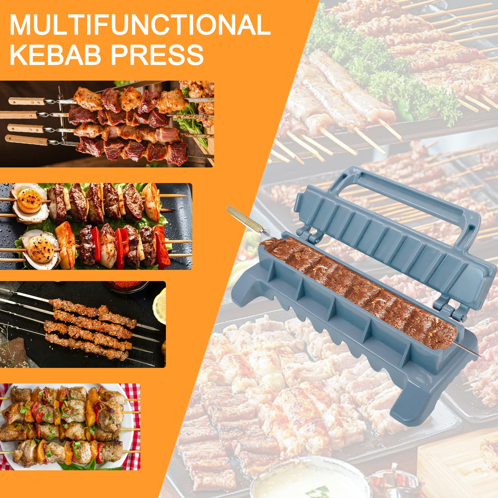 Kebab Maker - Spiedini per kebab e kebab manuali, spiedini per barbecue, facile da usare, kebab essenziali, in plastica