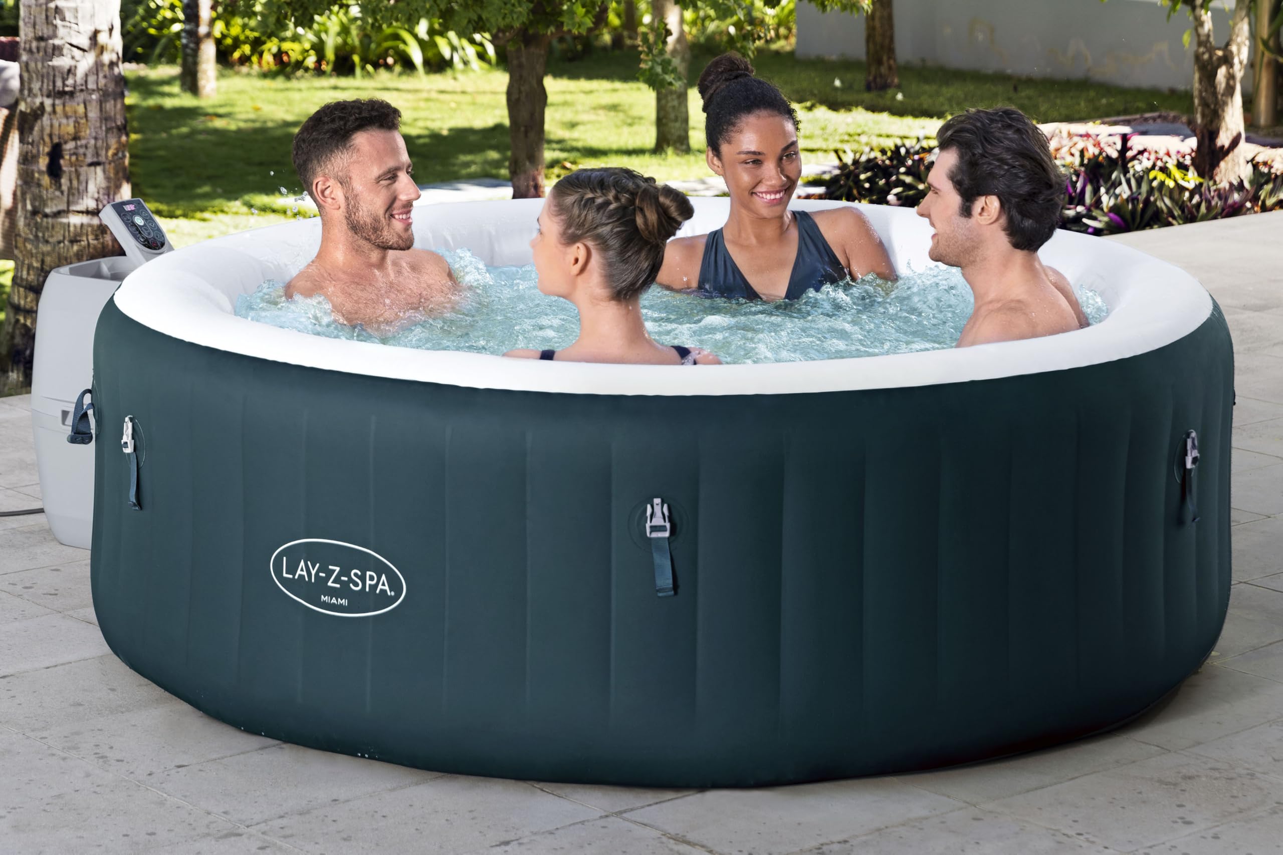 Bestway 77" x 26"/1.96mx 66cm Miami EnergySense AirJet 6 Verde Oscuro Redondo