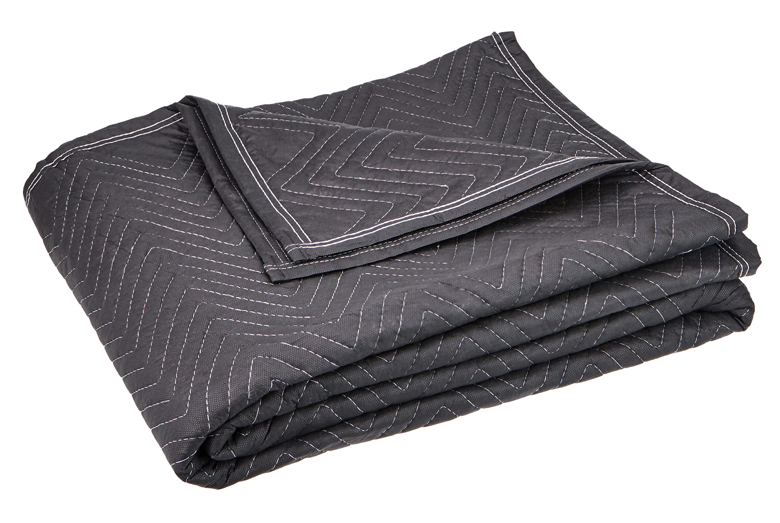 Set von 5 Umzugsfirmenqualität Möbelpackdecken ca 520g/m² - Schwarz, 183x203cm + 1 x Gratis Tragegurte Umzug Transportgurt