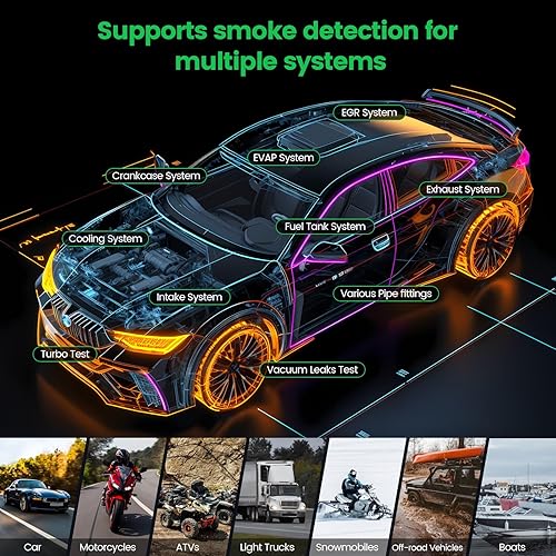 Miniatura 7 de Haoguo Máquina de humo automotriz, probador de fugas de humo EVAP de modo dual para automóvil, bomba de aire integrada y generador de humo para