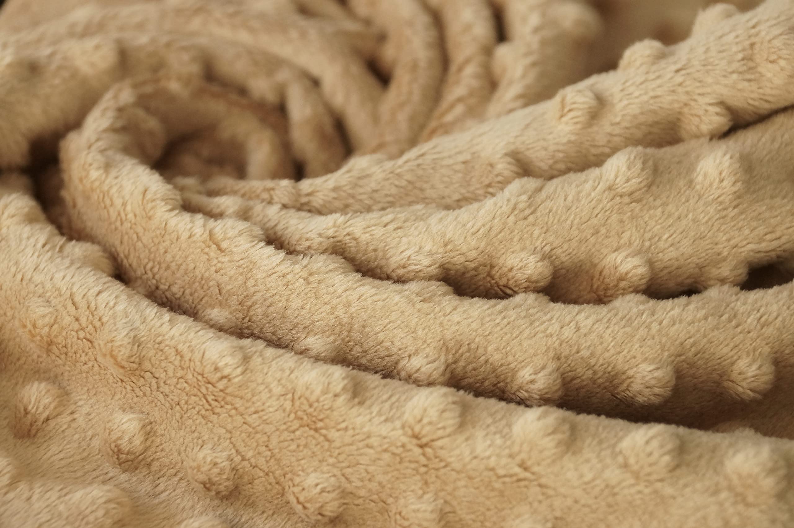 Camel Brown Minky Bubble Dimple Dot Plush Fur Fabric Polyester 58-60"