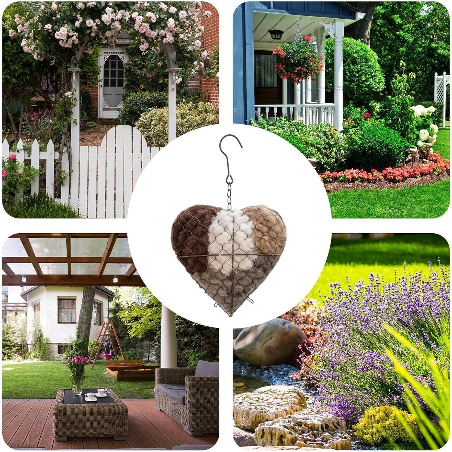 Handmade Fiber Bird Nesting Heart, Alpaca Fiber Bird Material House, Wool Nest Starter Hummingbird Houses, Outdoor Garden Decoration & Bird Lover Gift ﻿ — view 7