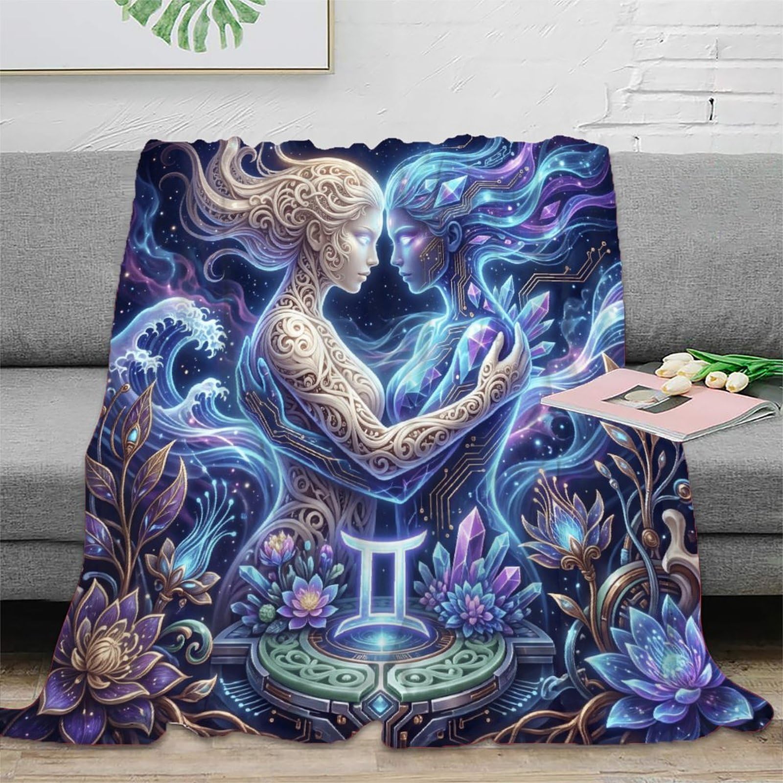 W7C8U2X3 Gemini Zodiac Dreamy for for Flannel Throw Blanket, Guest Bed Room