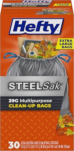 Hefty SteelSak - Bolsas de basura grandes resistentes, color gris, sin perfume, 39 galones, 30 unidades Hefty SteelSak - Bolsas de basura grandes resistentes, color gris, sin perfume, 39 galones, 30 unidades