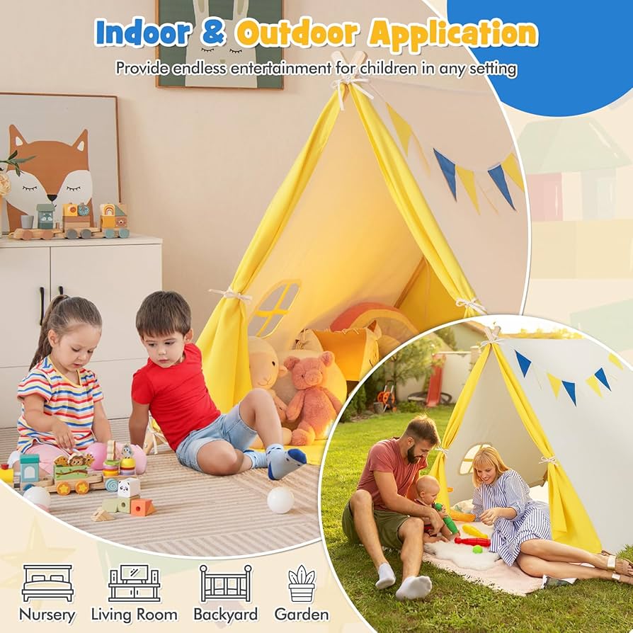 Teepees For Children HONEY JOY Large Kids Play Tent W/Padded Mat