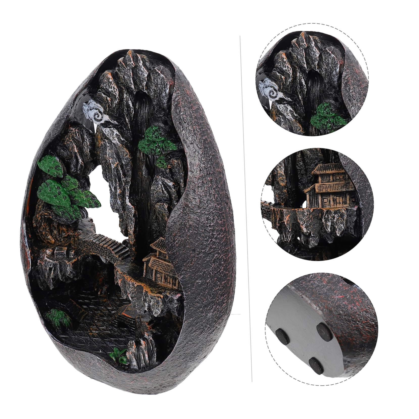 Ciieeo Chinesische Räucherschale aus Kunstharz mit Rückfluss Tischdekoration im Berg Wasserfluss Stil Elegant für Zuhause und Geschenk