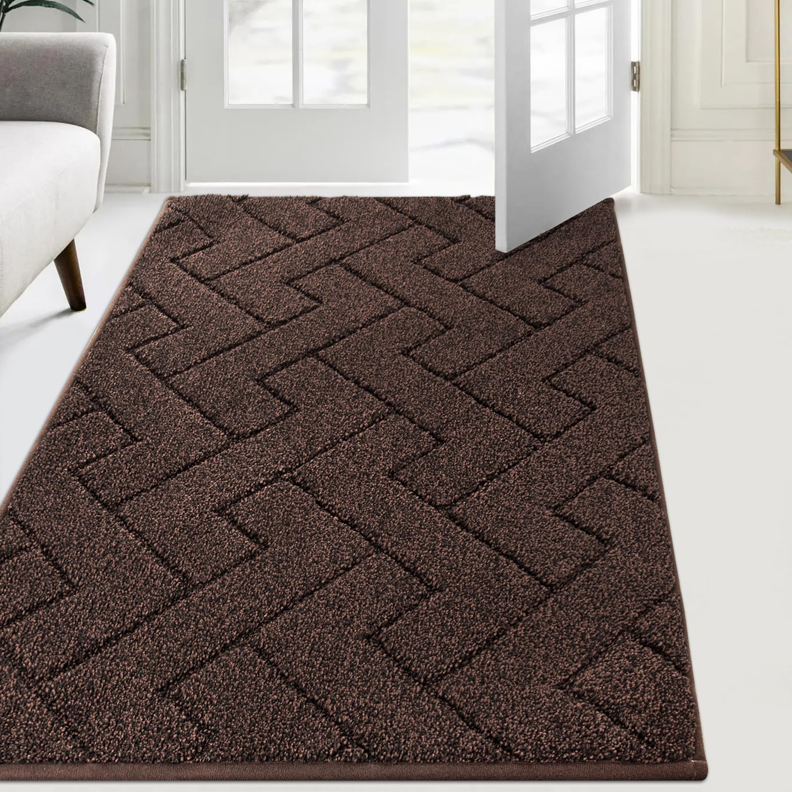 FCSDETAIL Schmutzfangmatte Innen, rutschfeste Fußmatte, waschbar Sauberlaufmatte, absorbierend Türmatte, Fussmatte Teppich für Hund, Eingang, Haustür & Flur
