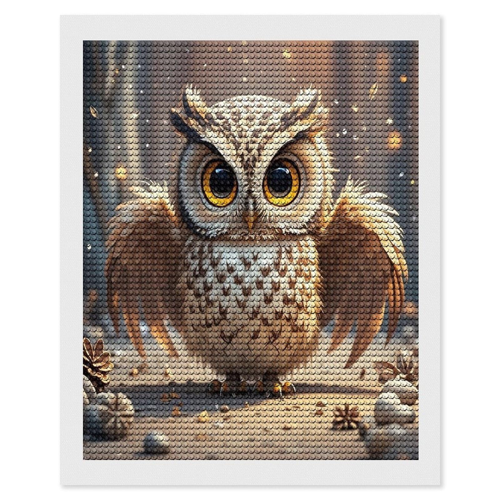 FekiLoot Cute Owl Diamond Painting Kits for Adults Full Round Drill Diamond Art Kits for Beginners 5D DIY Diamond Dots Paintings Diamonds Pictures Gem Art Home Wall Decor 16"x20"
