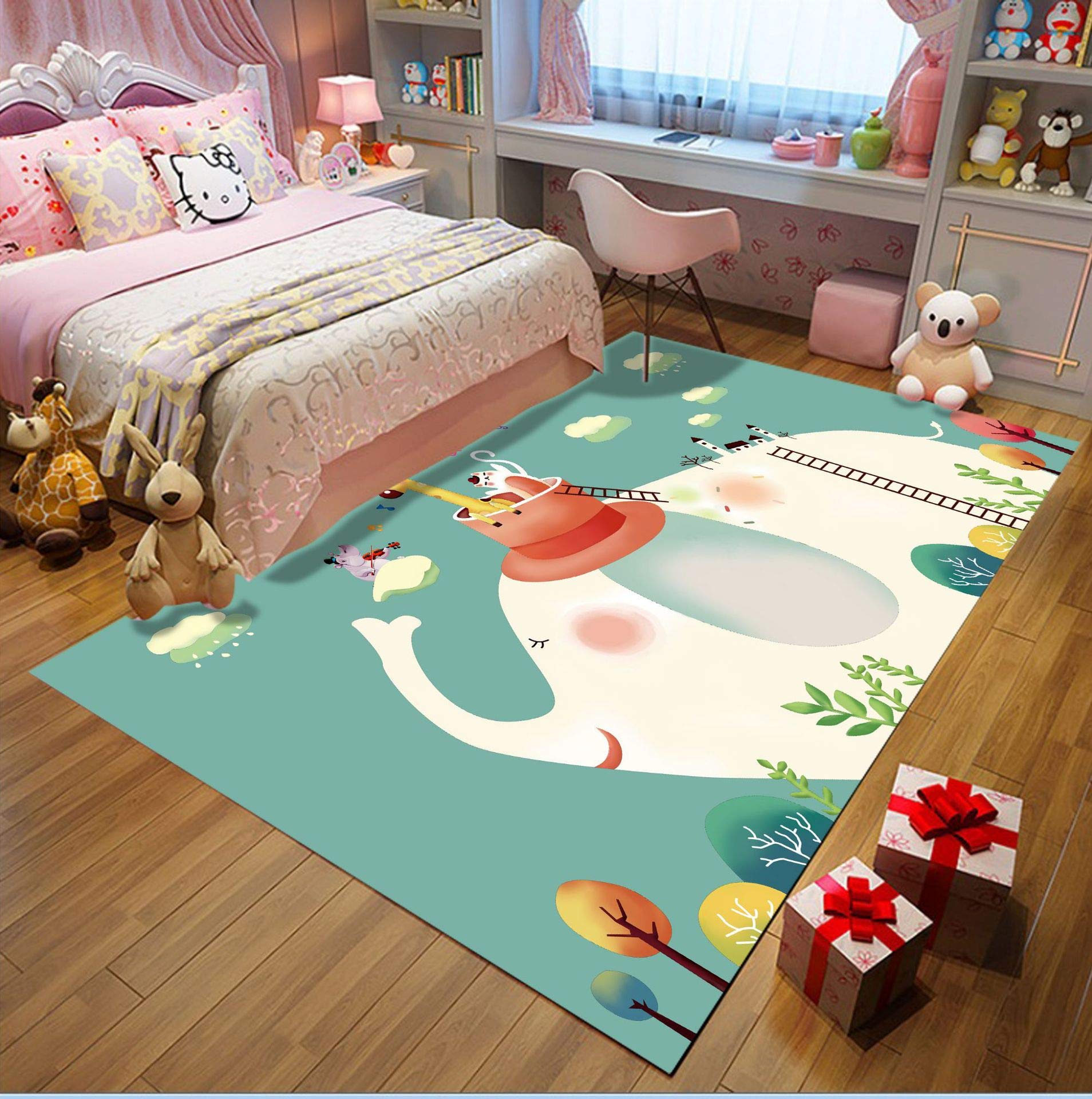 Tapis de Chambre d'enfant Marelle Pois Aquarelle Abstrait et Charmant, Chambre, Salle de Jeux, Jeux familiaux.-60x180cm
