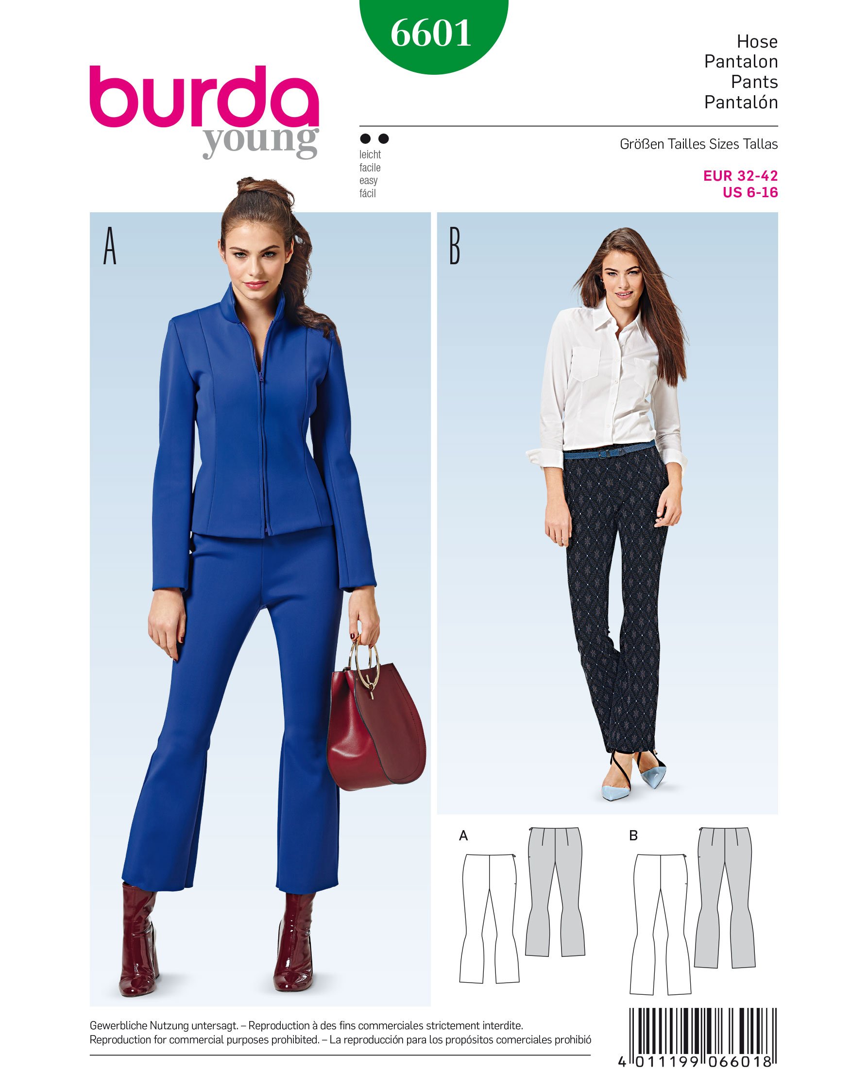 Burda B6601 Pants Sewing Pattern Paper 19 x 13 x 1 cm White