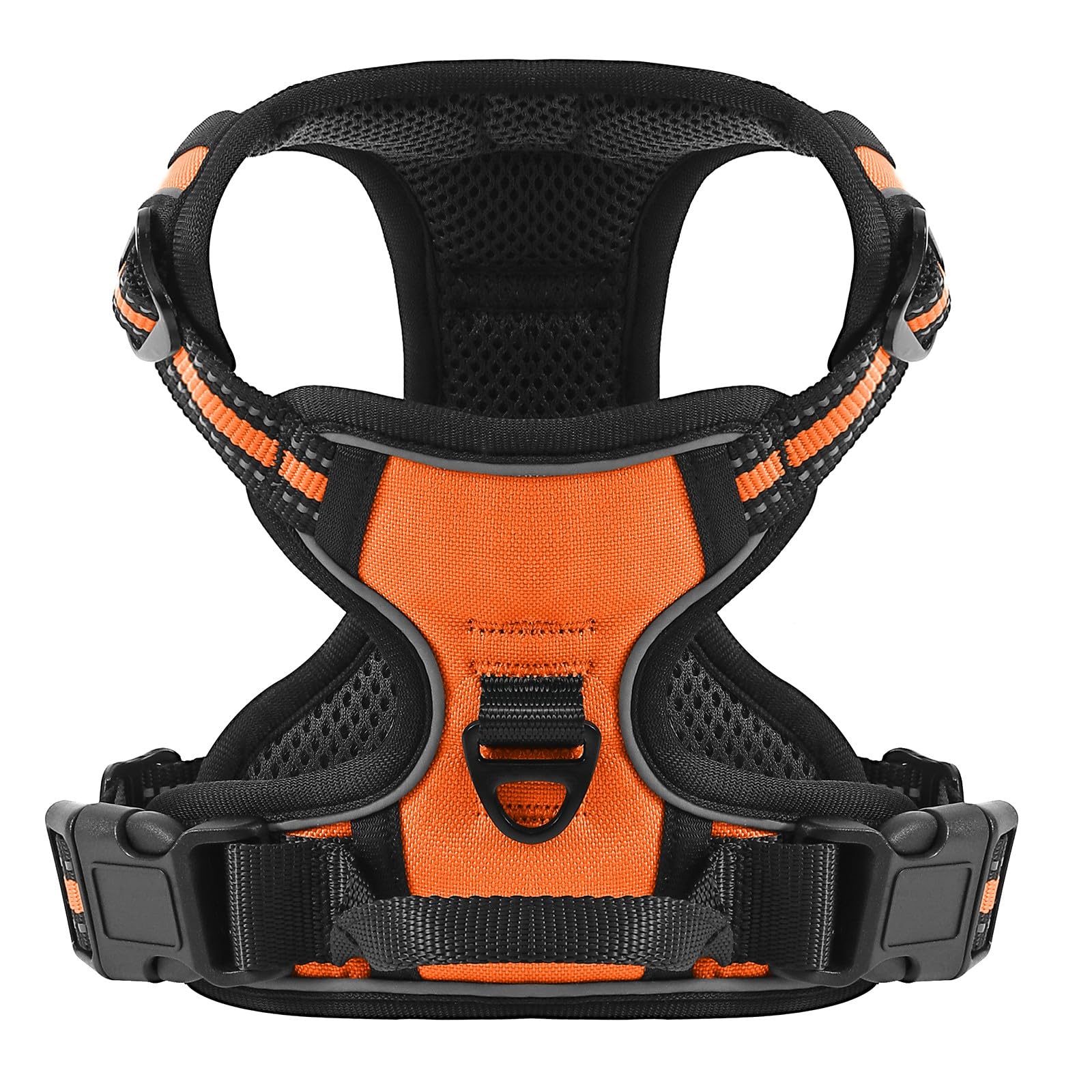 COMSLE Pettorina Cane Taglia Grande Media Piccola, Pettorina per Cani Anti Tiro Riflettente, Imbracatura Regolabile Cani con 2 Ganci in Metallo per Addestramento Corsa (Arancione, L)