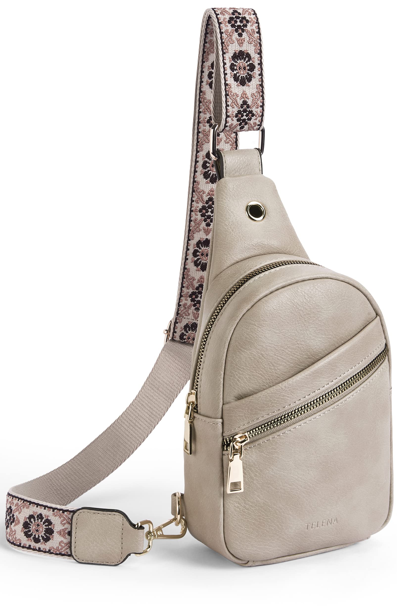 Telena Sling Bag for Women Crossbody Fanny Packs for Women Fashion Chest Bag with Adjustable Strap Cloud Grey