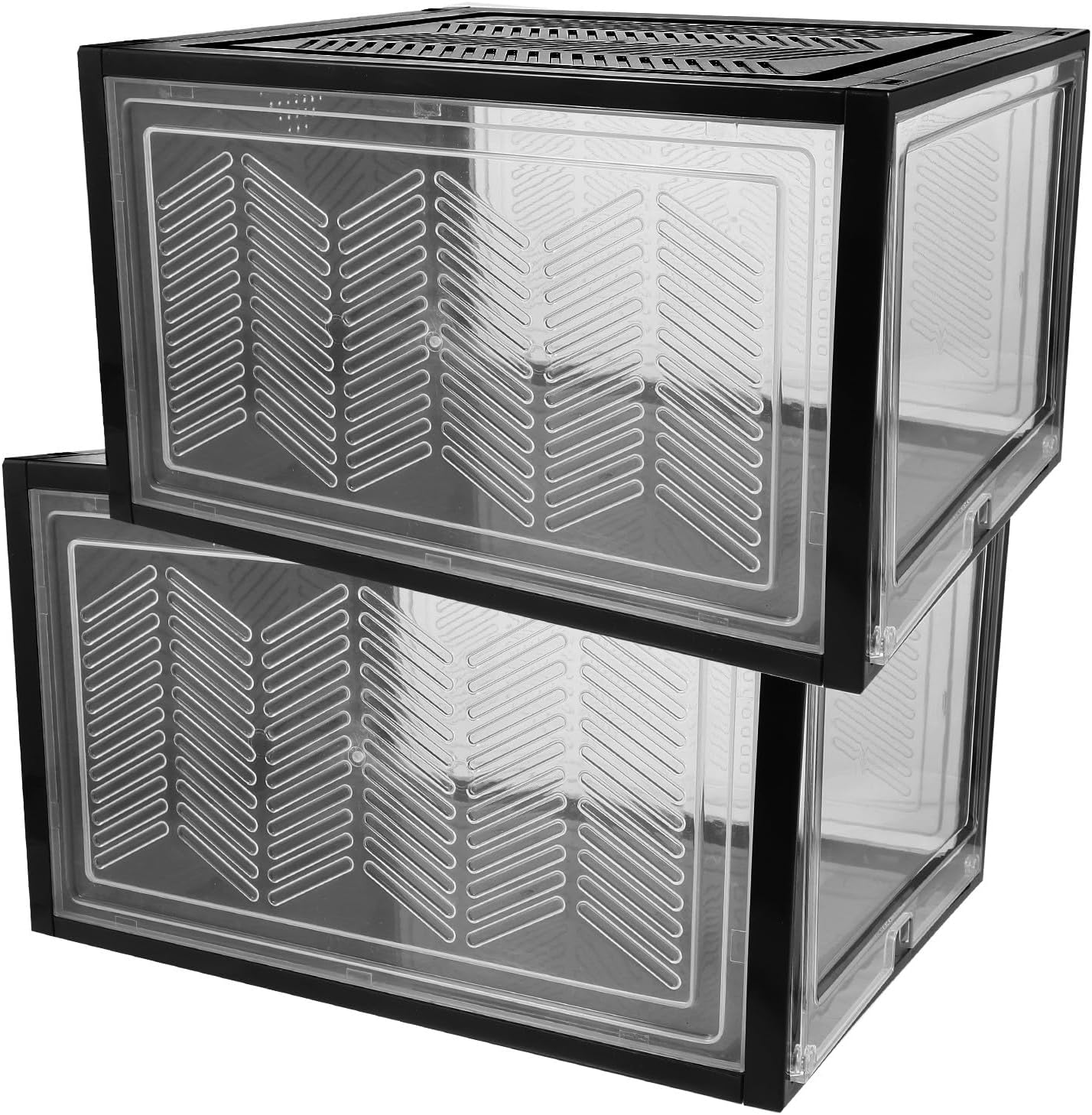 Kichvoe 2pcs Stackable Shoe Storage Boxes Large Thickened Plastic Shoe Organizer Containers Dustproof Sneaker Containers for Home Closet