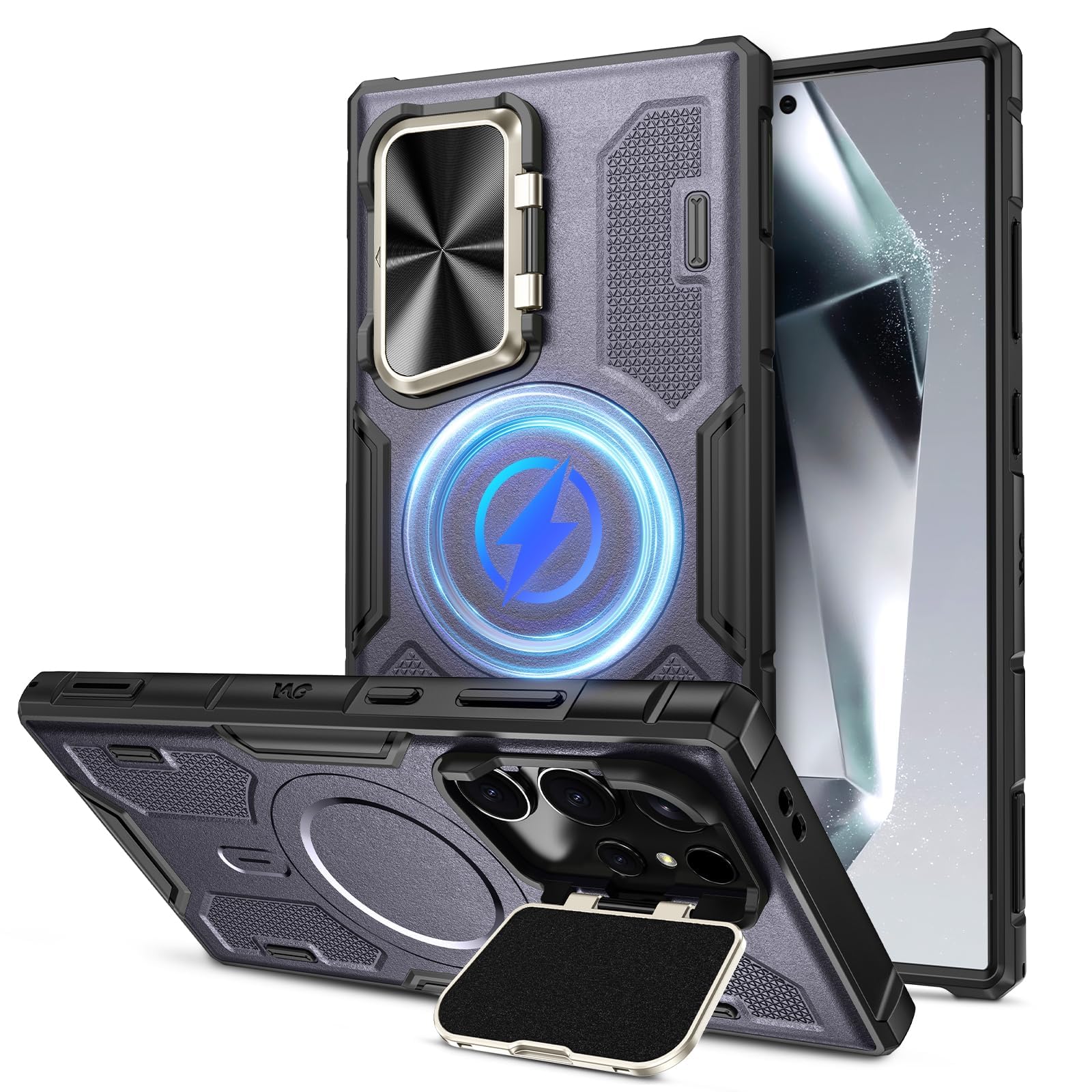 Maxdara for Galaxy S24 Ultra Camera Cover Case with Kickstand, S24 Ultra Magnetic Case [Compatible with MagSafe] Heavy Duty Shockproof Phone Case for Samsung S24 Ultra, Purple