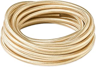 BRIGHTTIA Gold Color Cloth Covered Electrical Wire - 16Ft Textile Cable for Pendant Light Fixture and Vintage Lamp Revival - DIY Lamp Parts for Unique and Creative Lighting Projects (B075)