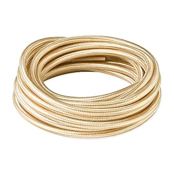BRIGHTTIA Gold Color Cloth Covered Electrical Wire - 16Ft Textile Cable for Pendant Light Fixture and Vintage Lamp Revival - DIY Lamp Parts for Unique and Creative Lighting Projects B075