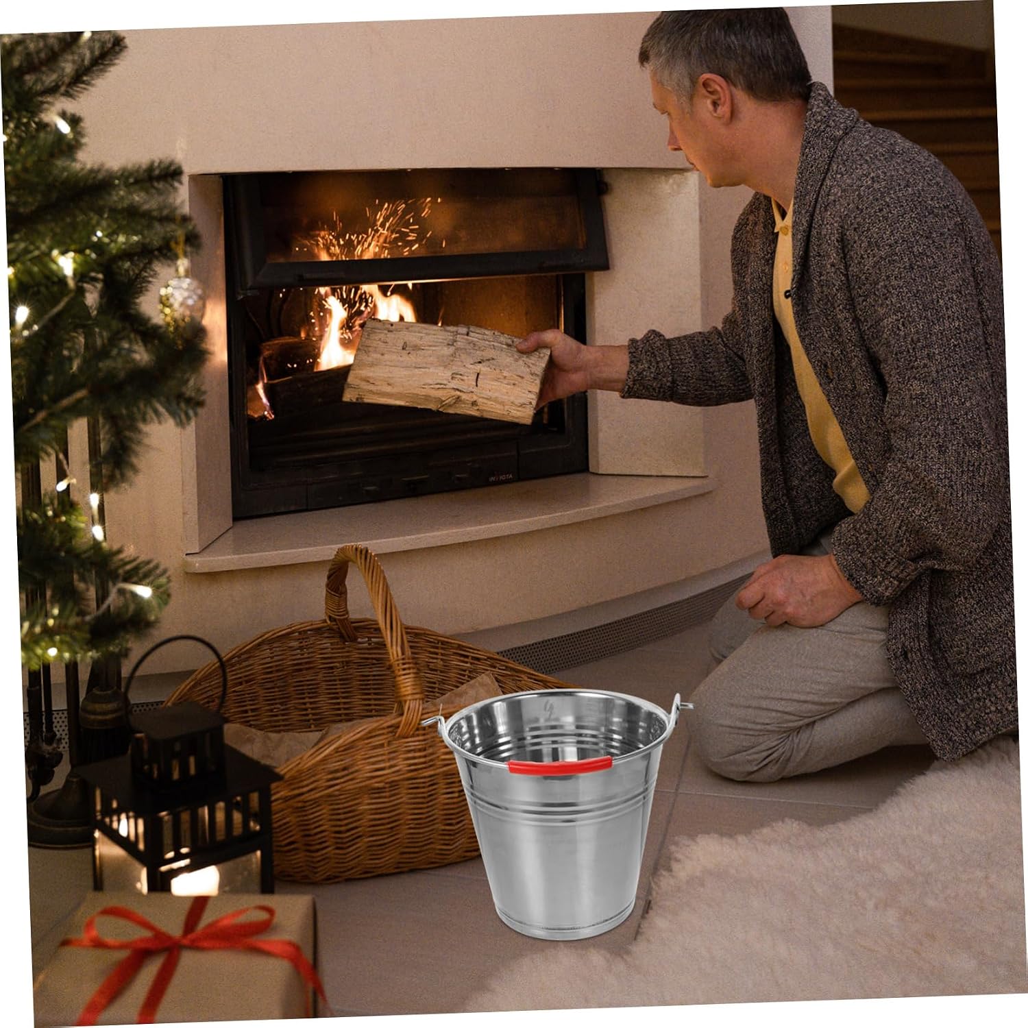 Heavy-duty Iron Ash Storage Bucket for Charcoal and Wood Ashes High-temperature Resistant Multipurpose Fire Pit and Fireplace Bucket Height for Indoor and Outdoor Use